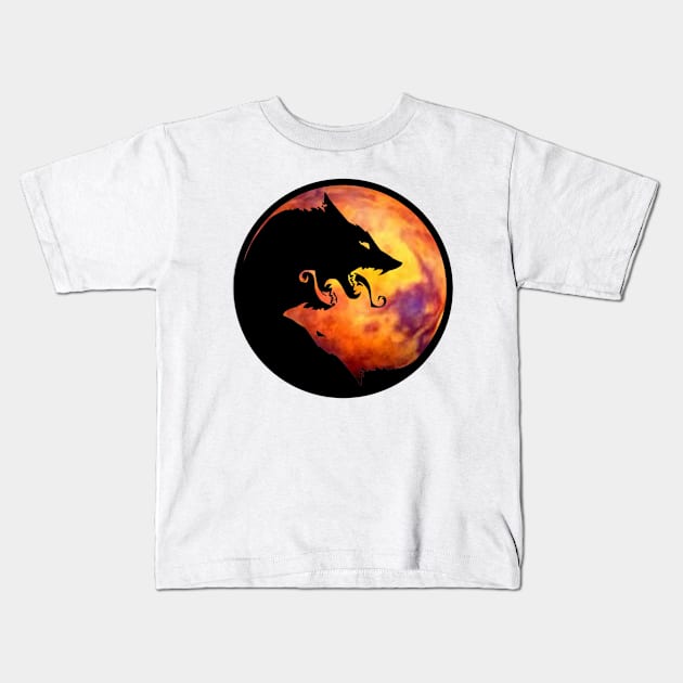 Yin & Yang Red Planet Wolf Kids T-Shirt by SkieVisionStudio